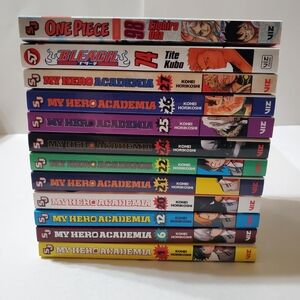 Manga Collection One Piece Vol 98, Bleach Vol 74 & My Hero Academia Manga Lot 10